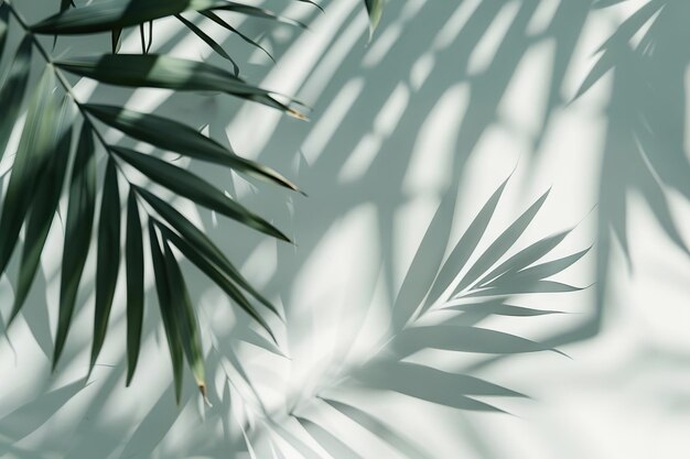 Tropical leaves shadow overlay on white background for product mockup