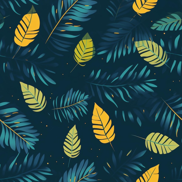 tropical leaves summer palm foliage seamless pattern nature wallpaper background vegetation design