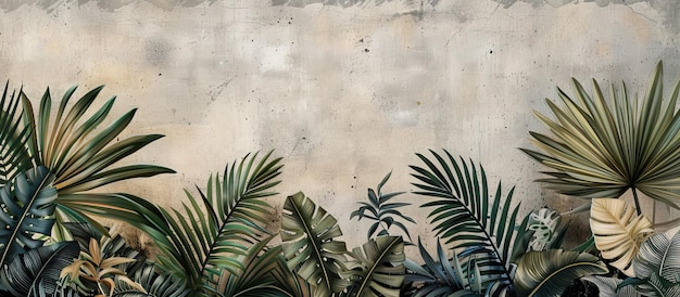 Photo tropical leaves and trees wallpaper design 3d illustration ai generated illustration