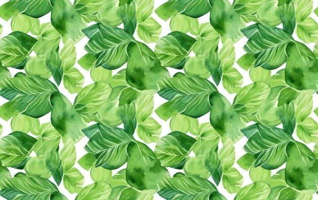 tropical leaves Watercolor Seamless Pattern Background