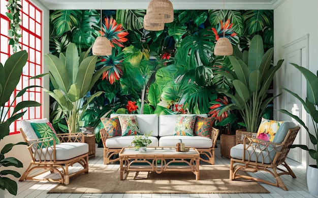 Photo tropical living room background