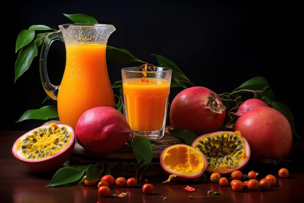 Tropical mango and passion fruit blend homemad fruit juice