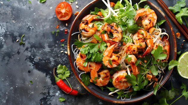 Tropical Marinated Shrimp and Healthy Noodle Salad A Vibrant and Flavorful Asian Cuisine Dish