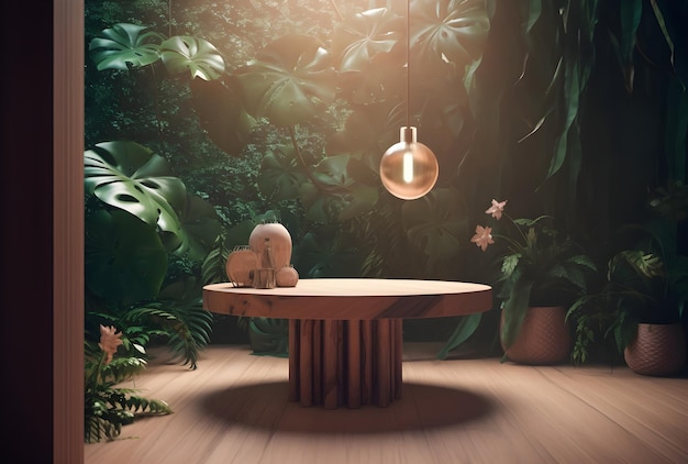 Tropical Oasis A Serene Stage for Product Showcasing Generative AI