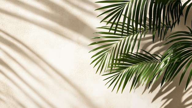 Tropical Palm Leaf Shadow on Textured Concrete Background