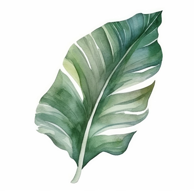 Tropical palm leaf watercolor Illustration AI GenerativexA