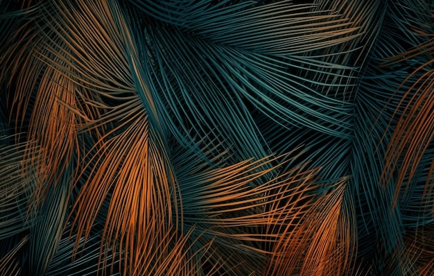 Tropical Palm Leaves Background Illustration AI GenerativexA