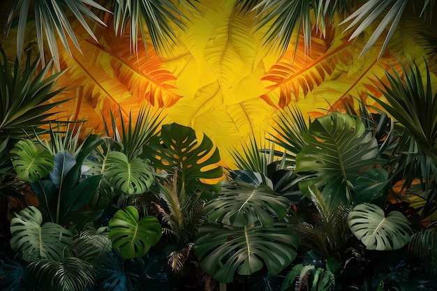 Tropical palm leaves pattern background