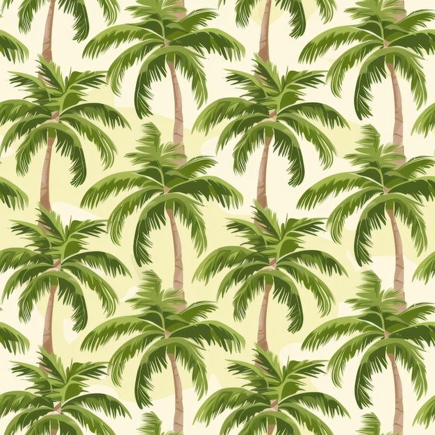 Photo tropical palm tree seamless pattern lush green foliage on a sunny background