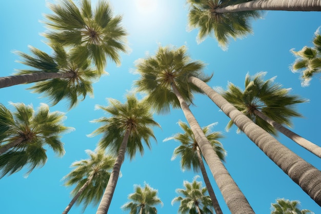 Tropical palm trees view Generate Ai