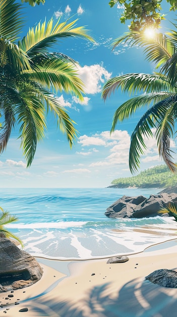 Tropical Paradise Beach Beautiful Magical Palm Trees