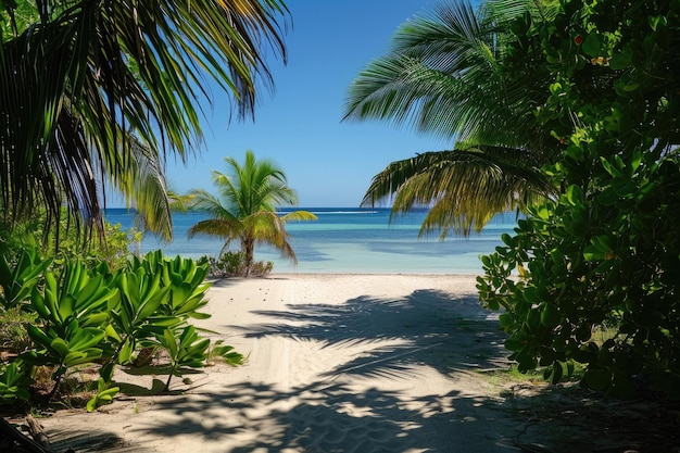 Tropical paradise escape summer day with sea pool