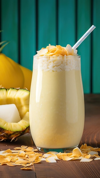 Tropical Paradise in a Glass Refreshing Pineapple Coconut Smoothie a Blissful Sip of Paradise