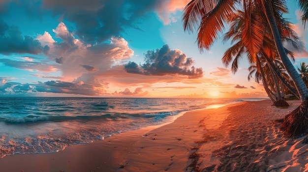 Tropical paradise palm beach background