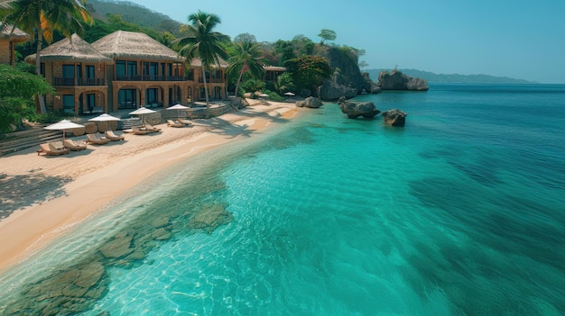 Tropical Paradise Retreat Luxury Beach Resort with Crystal Clear Waters and Palm Trees