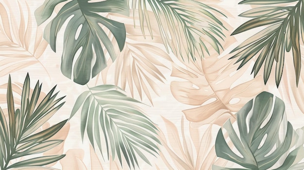 Tropical pattern in neutral colors wallpaper