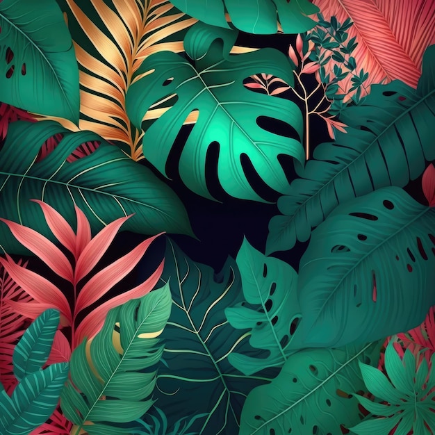 Tropical plants floral on white background green nature vector illustration Made by AIArtificial intelligence