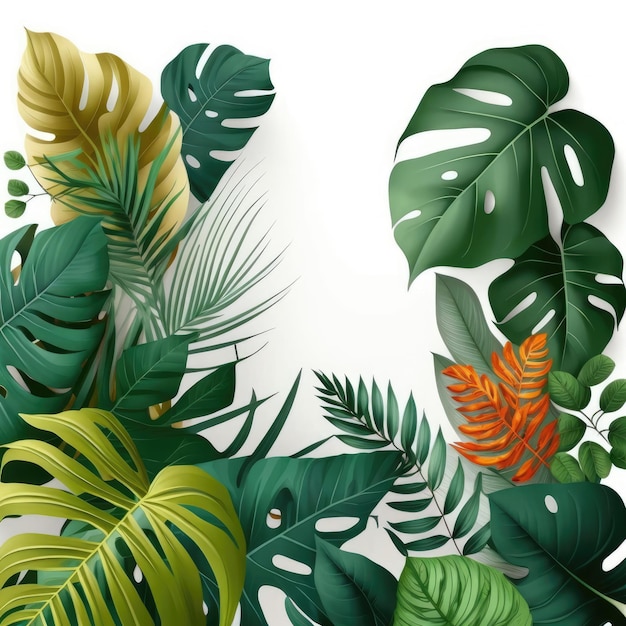 Tropical plants floral on white background green nature vector illustration Made by AIArtificial intelligence