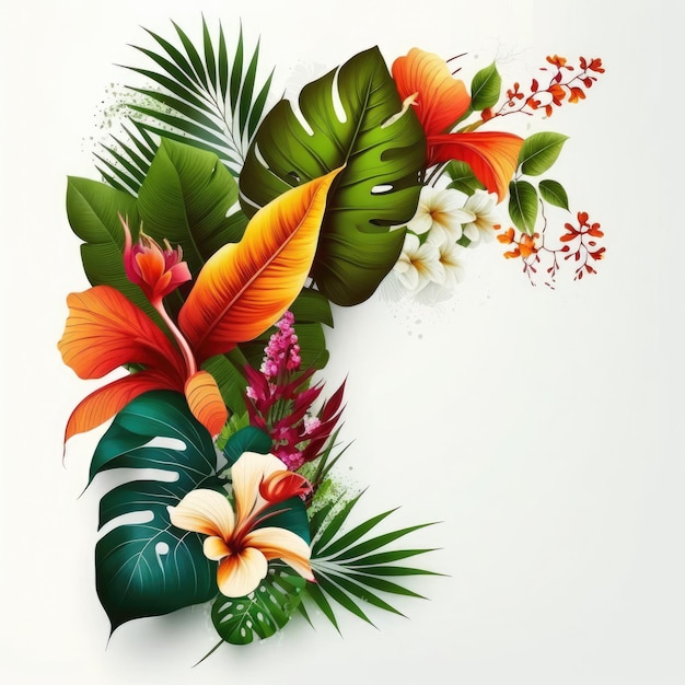 Tropical plants floral on white background green nature vector illustration Made by AIArtificial intelligence