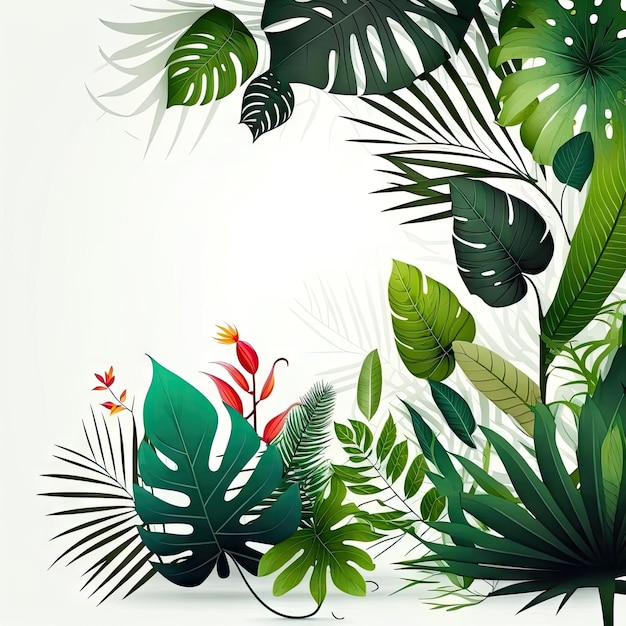 Tropical plants floral on white background green nature vector illustration Made by AIArtificial intelligence