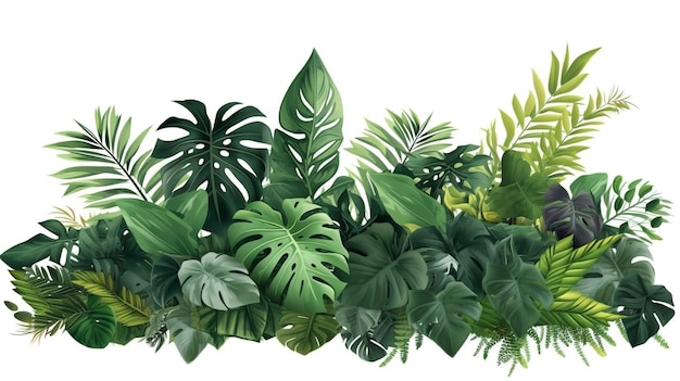 Tropical plants isolated on white background clipping path included