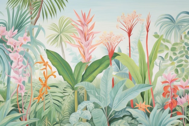 Tropical plants painting backgrounds vegetation