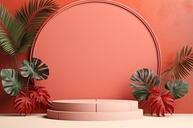 Tropical podium 3d background