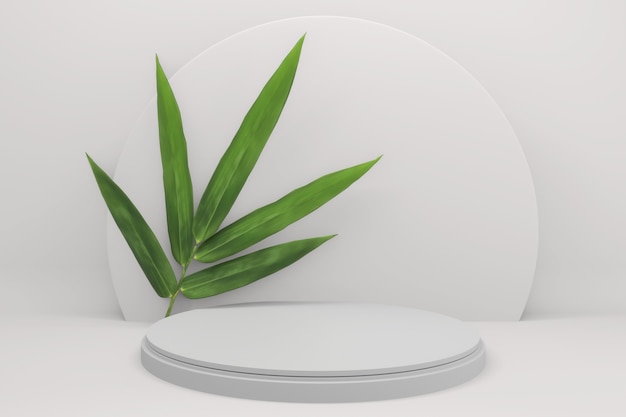 Tropical  Podium minimal geometric and bamboo japanese decoration .3D rendering