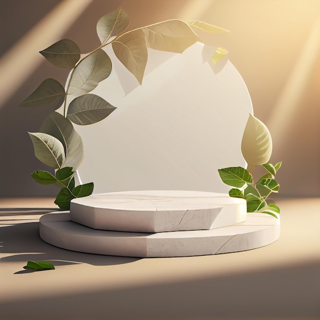 Tropical podium or platform for product presentation display in jungle landscape Generative AI