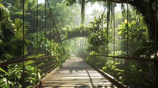 Photo tropical rainforest canopy walkway digital backdrop of a tropical rainforest canopy walkway decorati