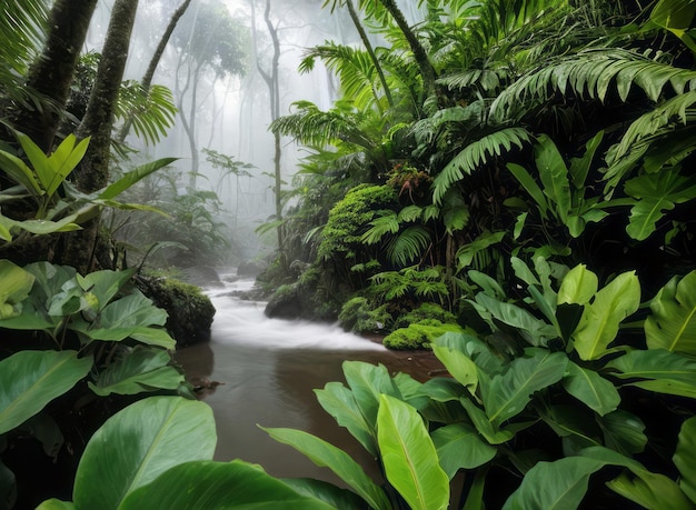 tropical rainforest jungle with river oldgrowth forest