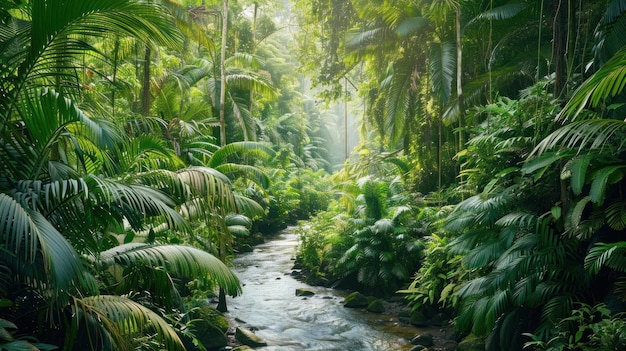 Photo tropical rainforest river scene