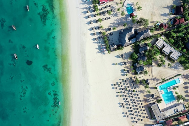 Tropical Sea. Amazing bird eyes view in Zanzibar