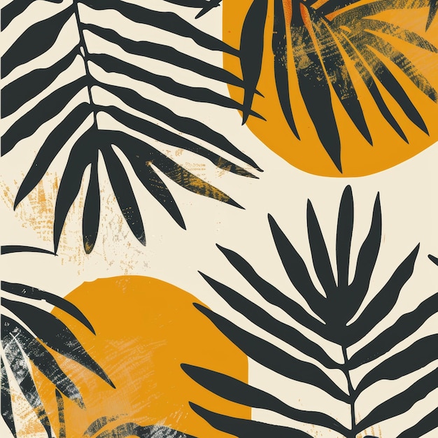 Photo tropical seamless pattern with palm leaves hand drawn grunge background