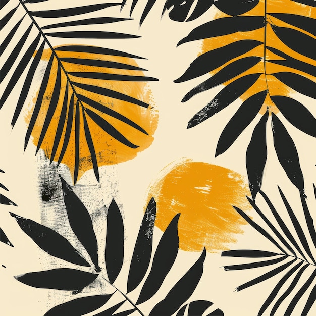 Photo tropical seamless pattern with palm leaves hand drawn vector illustration