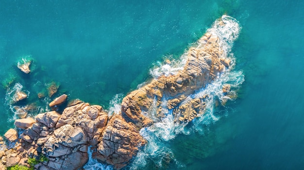 Tropical Seychelles aerial of island in sea vacation concept