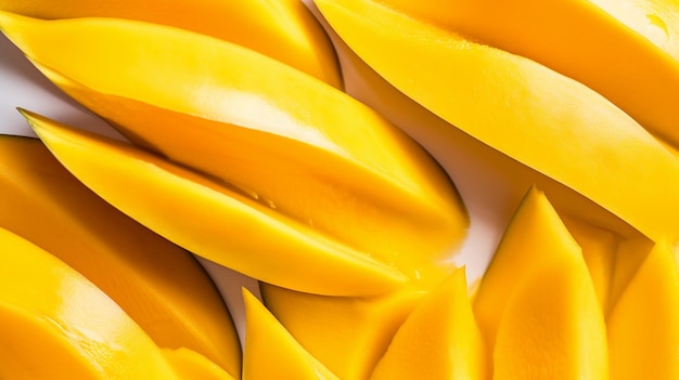 Tropical sliced mango closeup isolated