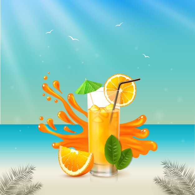 Tropical summer illustration with birds