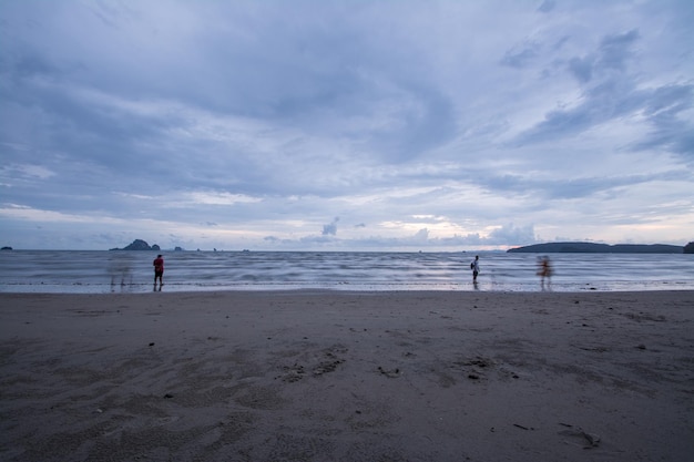 Tropical sunset on the beach AoNang Krabi Thailand