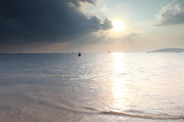 Tropical sunset on the beach. Krabi. Thailand