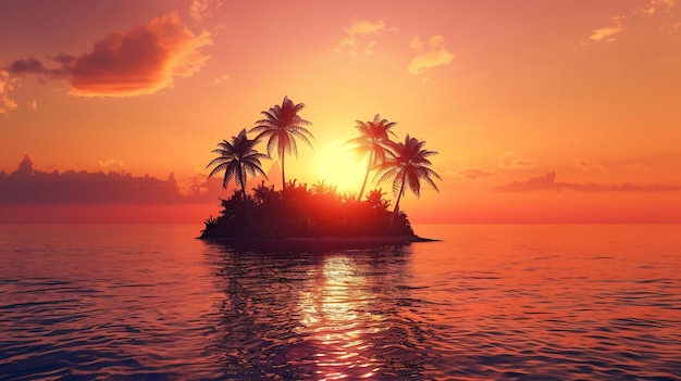 Photo tropical sunset over a small island