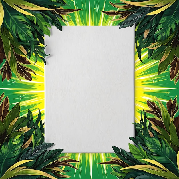 a tropical themed frame with palm trees and a white board with the word palm on it