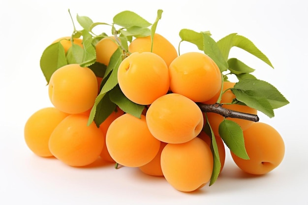 Tropical Treat Ripe Apricot Cluster on White 4K Apricot image photography