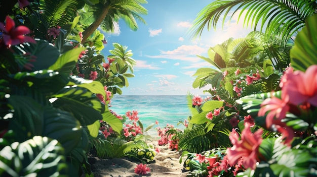 Tropical vegetation leading to ocean