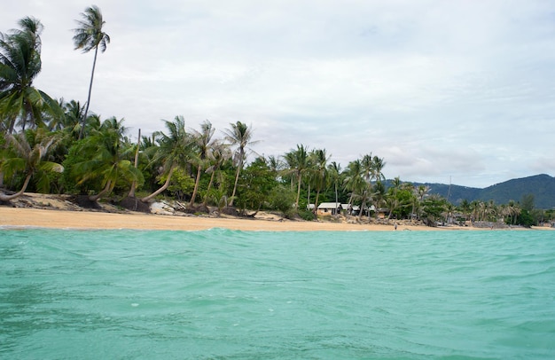 Tropical village from sea