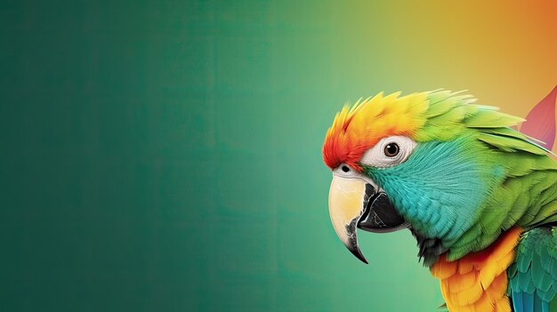 Tropical wallpaper banner with exotic parrot on vivid background Generative AI