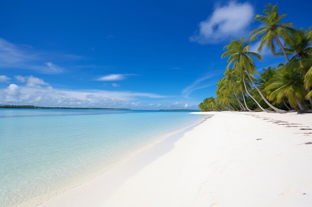 Tropical white sandy beach with palm trees