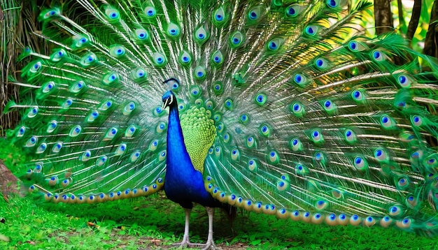 Tropical Wonderland Graceful Peacock Amidst the Verdant Jungle Canopy