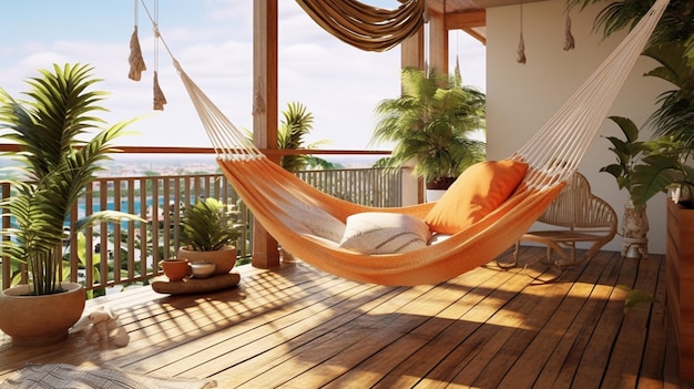 A tropicalinspired balcony showcasing lush greenery hanging macrame plant holders