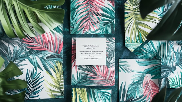 Photo tropicalthemed stationery with bold patterns